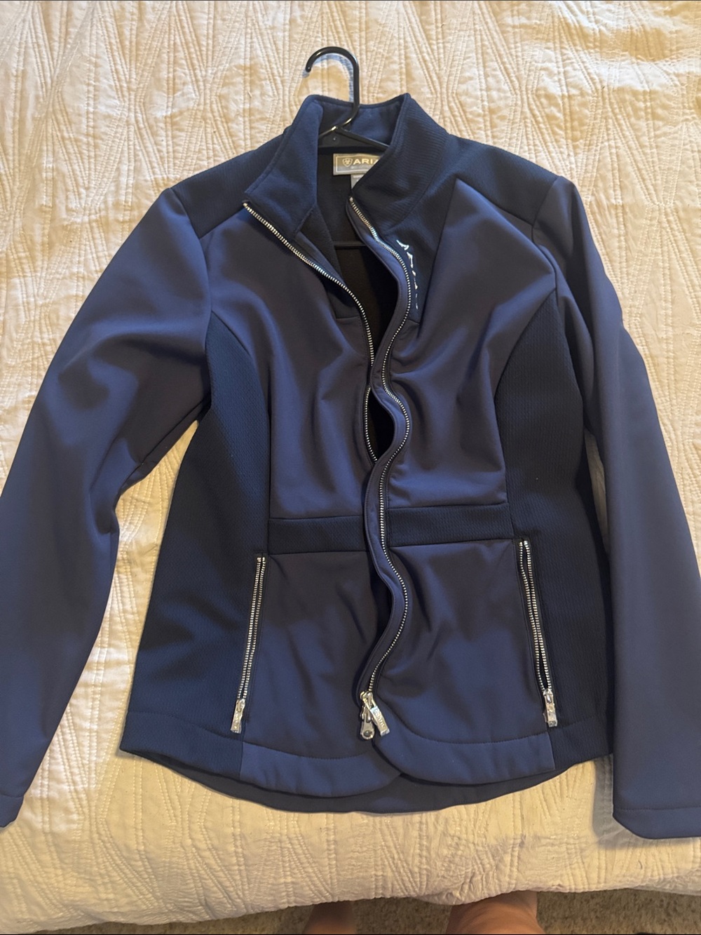 Ariat Navy Zip-Front Bomber Jacket with Silver Zippers